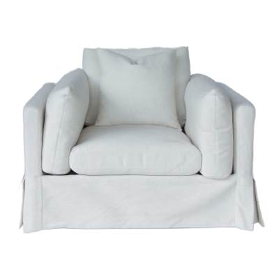Draith Fabric Slipcover Swivel Armchair, Sugar