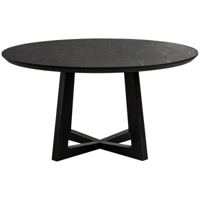 Sloan Commercial Grade Timber Round Dining Table, 150cm, Black