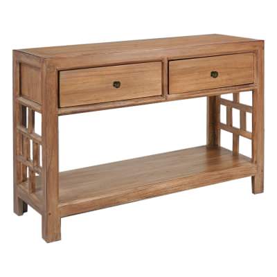 New Macaire Timber 2 Drawer Console Table, 112cm, Natural