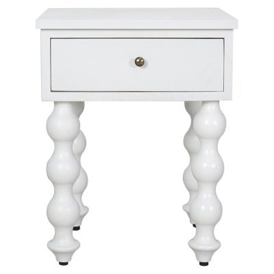 Ceron Mango Wood Bedside Table, White