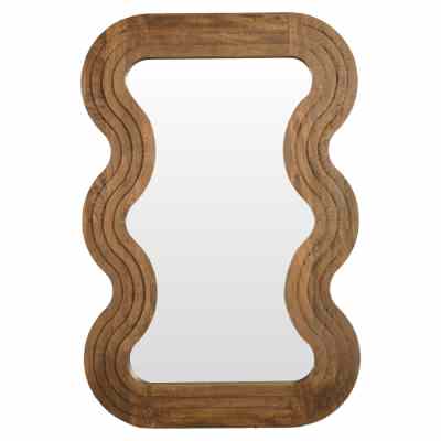 Jibble Mango Wood Frame Wall Mirror, 90cm, Rustic Natural