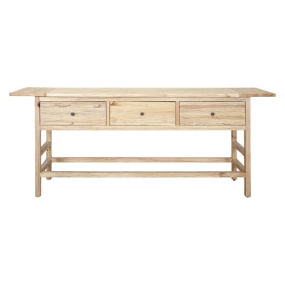 Sheraton Timber 3 Drawer Console Table, 210cm, Distressed Natural