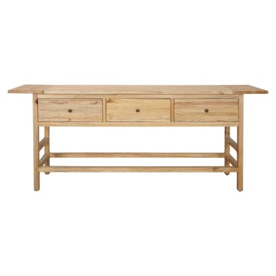 Sheraton Timber 3 Drawer Console Table, 210cm, Rustic Pine