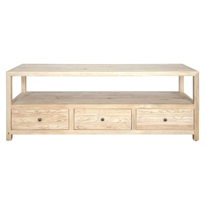Sheraton Tomes Timber 3 Drawer TV Unit, 160cm, Distressed Natural