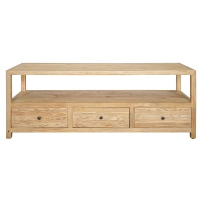Sheraton Tomes Timber 3 Drawer TV Unit, 160cm, Rustic Pine