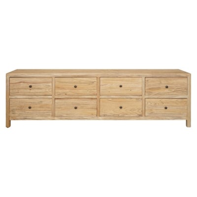 Sheraton Tomes Timber 8 Drawer TV Unit, 200cm, Rustic Pine