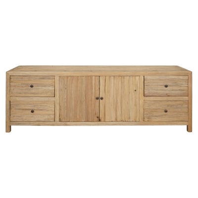 Sheraton Tomes Timber 2 Door 4 Drawer TV Unit, 180cm, Rustic Pine