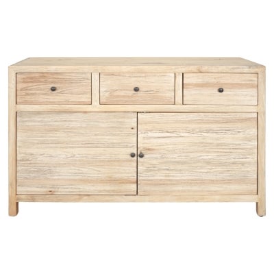 Sheraton Tomes Timber 2 Door 3 Drawer Buffet Table, 135cm, Distressed Natural