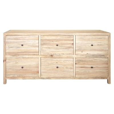 Sheraton Tomes Timber 6 Drawer Buffet Table, 170cm, Distressed Natural