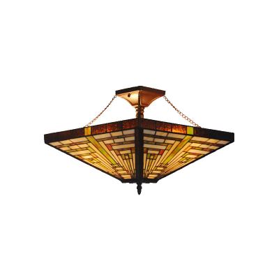 Prudence Tiffany Style Stained Glass Semi Flush Mount Ceiling Light