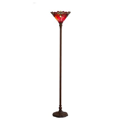 Kerensa Tiffany Style Stained Glass Uplighter Floor Lamp, Red