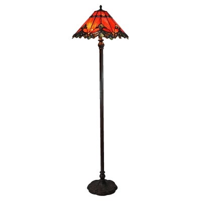 Kerensa Tiffany Style Stained Glass Floor Lamp, Red