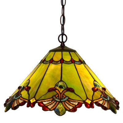 Kerensa Tiffany Style Stained Glass Pendant Light, Green