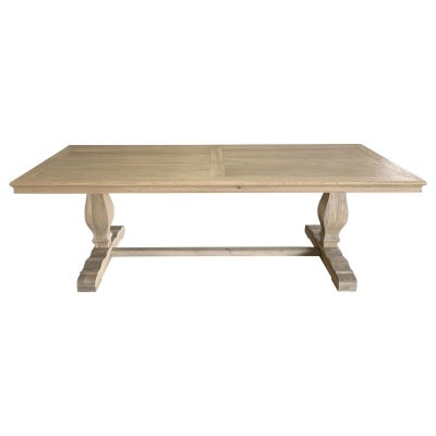 Salon Oak Timber Trestle Dining Table, 240cm, Weathered Oak