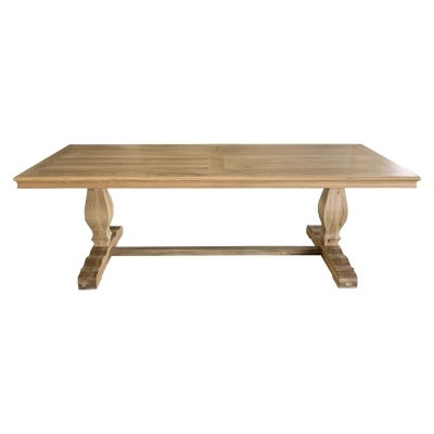 Salon Oak Timber Trestle Dining Table, 240cm, Natural Oak