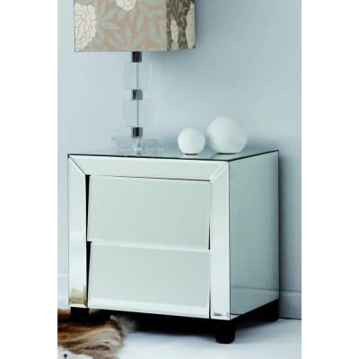 Patricia Mirrored 2 Drawer Bedside Table