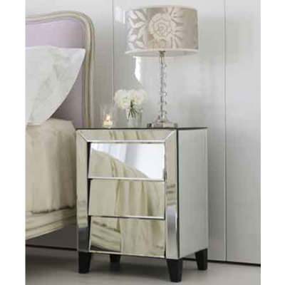 Patricia Mirrored 3 Drawer Bedside Table