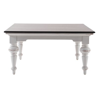 Provence Contrast Mahogany Timber Square Coffee Table, 100cm, Brown / Distressed White