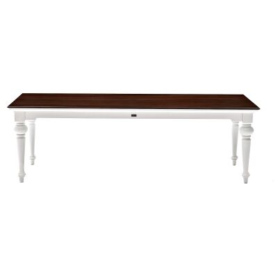 Provence Contrast Mahogany Timber Dining Table, 240cm, Brown / White