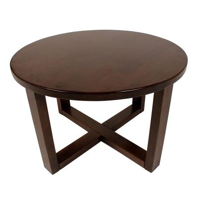 Chunk Commercial Grade Timber Round Coffee Table, 70cm, Walnut