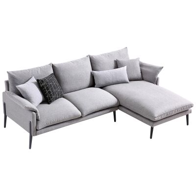Tilly Fabric Corner Sofa, 3 Seater with RHF Chaise, Light Grey