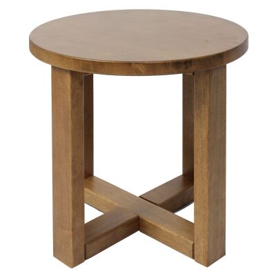 Chunk Commercial Grade Timber Round Side Table, Light Oak