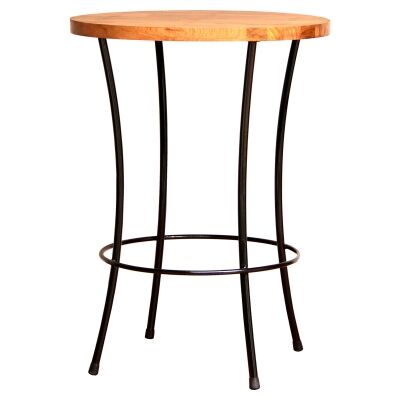 Tropica Ironworx Commercial Grade Teak Timber & Iron Round Bar Table, 80cm, Black