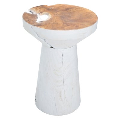 Tropica Obie Commercial Grade Reclaimed Teak Timber Side Table, White