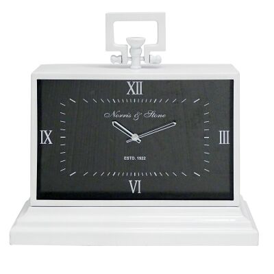 Carlingford Metal Table Clock, White