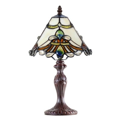 Benita Tiffany Style Stained Glass Table Lamp, Small, Beige