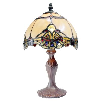 Memphis Tiffany Style Stained Glass Table Lamp, Beige, Extra Small