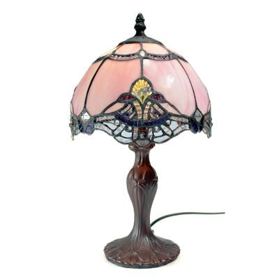 Memphis Tiffany Style Stained Glass Table Lamp, Extra Small, Blush