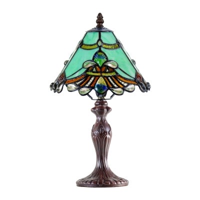 Benita Tiffany Style Stained Glass Table Lamp, Small, Jade