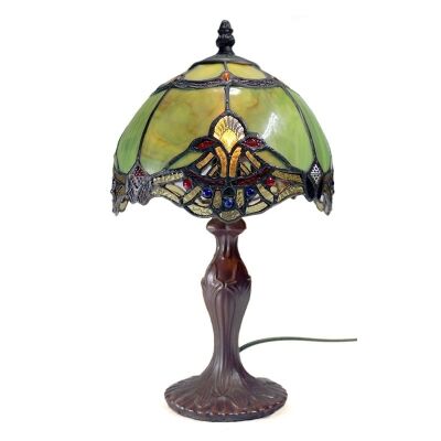 Memphis Tiffany Style Stained Glass Table Lamp, Extra Small, Jade
