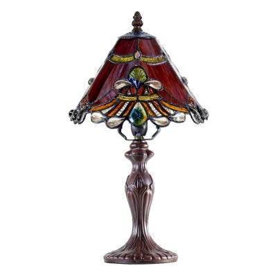 Benita Tiffany Style Stained Glass Table Lamp, Small, Red