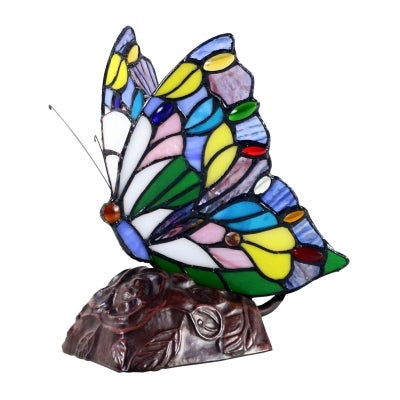 Fiesta Tiffany Style Stained Glass Butterfly Table Lamp, Type F