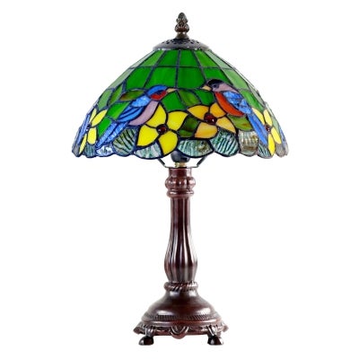Elara Bluebird Tiffany Style Stained Glass Table Lamp