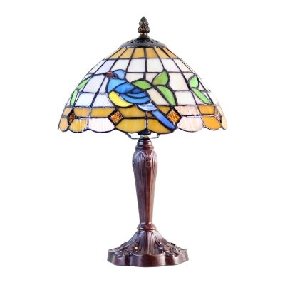 Aya Bluebird Tiffany Style Stained Glass Table Lamp
