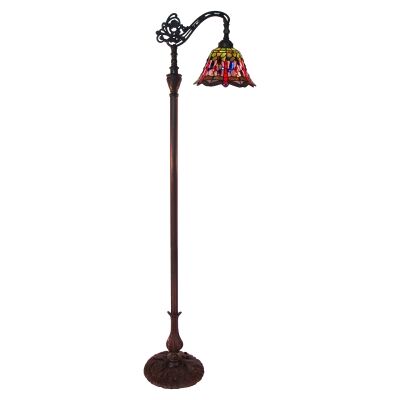 Red Dragonfly Tiffany Style Stained Glass Downbridge Floor Lamp