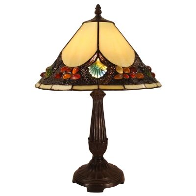 Janay Tiffany Style Stained Glass Table Lamp, Medium