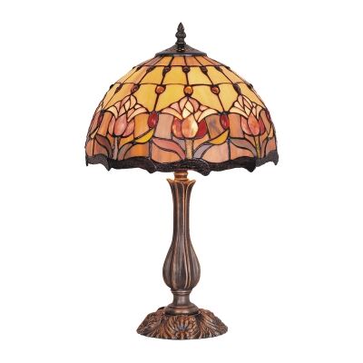 Red Tulip Tiffany Style Stained Glass Table Lamp, Medium
