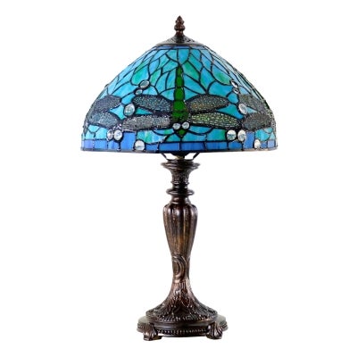 Sylvia Dragonfly Tiffany Style Stained Glass Table Lamp, Small