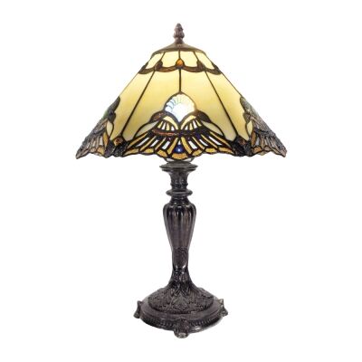 Benita Tiffany Style Stained Glass Table Lamp, Medium, Beige