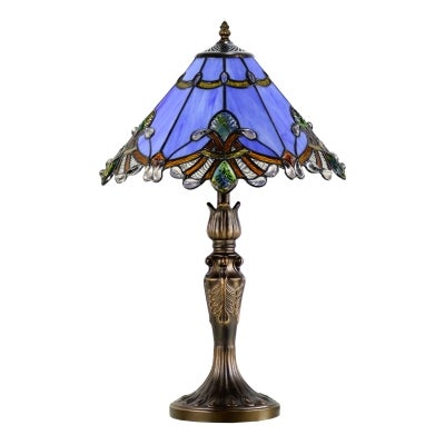 Benita Tiffany Style Stained Glass Table Lamp, Medium, Periwinkle