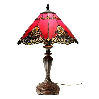 Benita Tiffany Style Stained Glass Table Lamp, Medium, Red