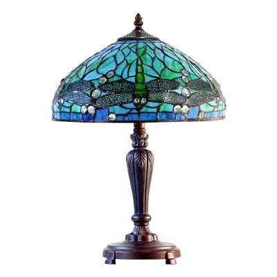 Sylvia Dragonfly Tiffany Style Stained Glass Table Lamp, Medium