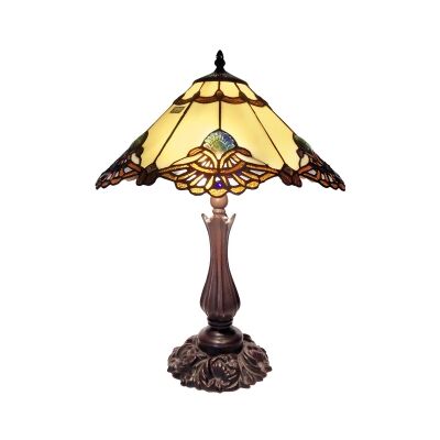 Benita Tiffany Style Stained Glass Table Lamp, Large, Beige
