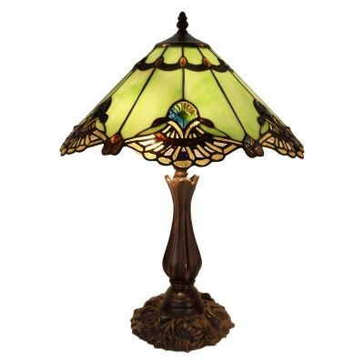 Benita Tiffany Style Stained Glass Table Lamp, Large, Jade