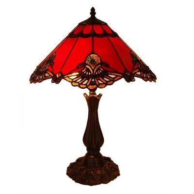 Benita Tiffany Style Stained Glass Table Lamp, Large, Red