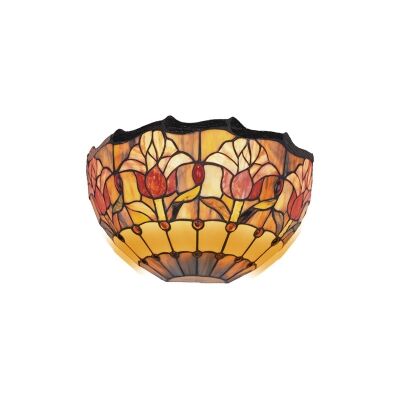 Red Tulip Tiffany Style Stained Glass Wall Sconce